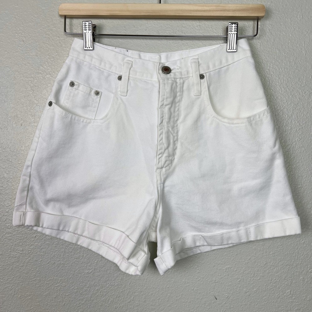 Steel Jeans‎ Vintage Womens White High Waisted Denim Shorts Made in USA Size 7